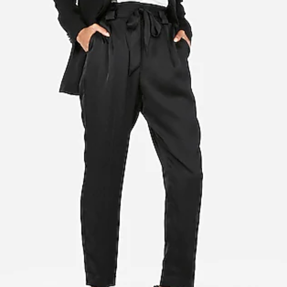 High Waisted Sash Waist Ankle Pant